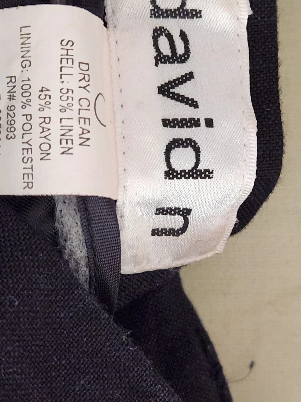 David N Women's Black Linen  Dress Pants - Tailored Straight Leg Size 6